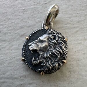 David Yurman Silver and Gold Lion Pendant